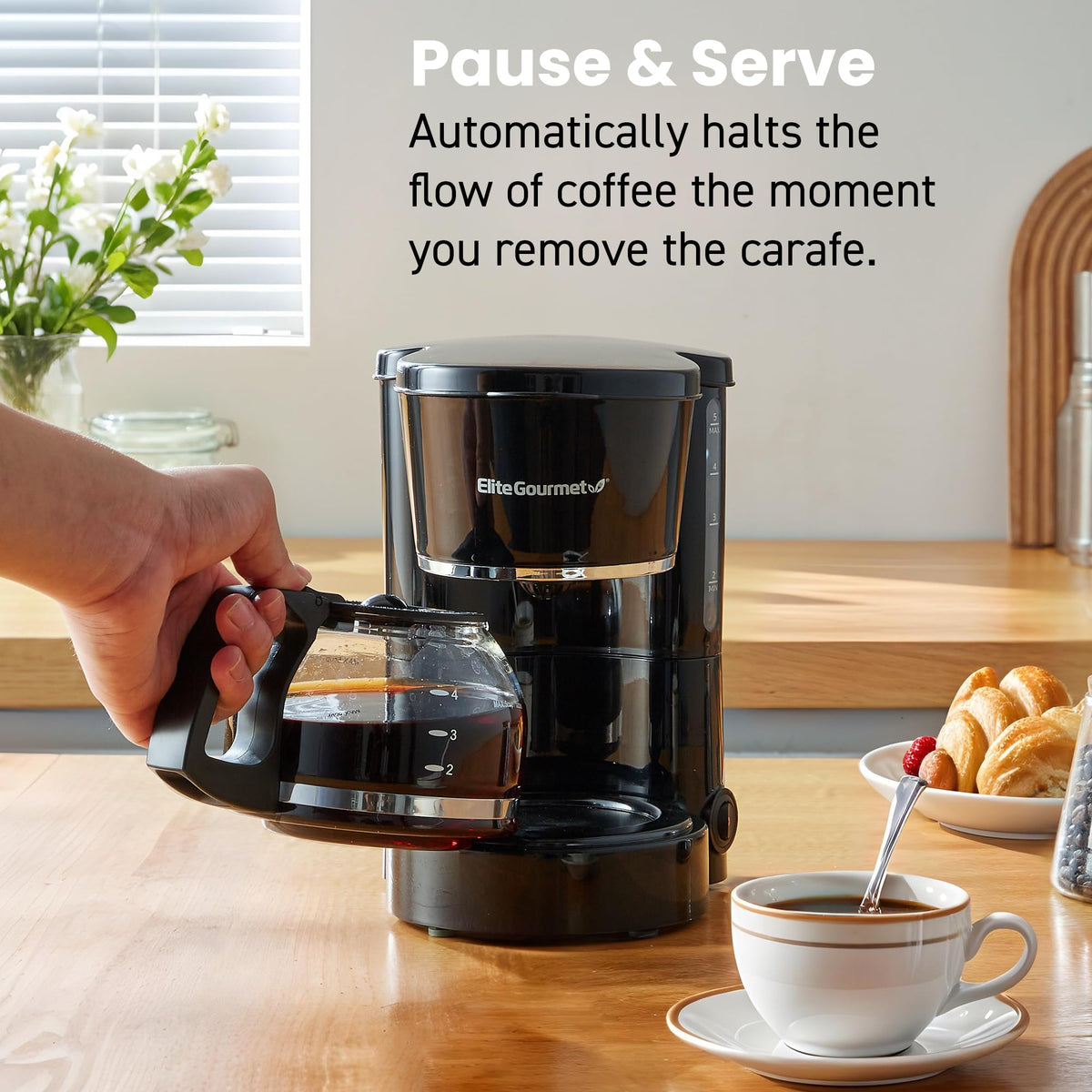 EHC 5055# Automatic Brew & Drip Coffee Maker with Pause N Serve Reusable Filter (5 Count)