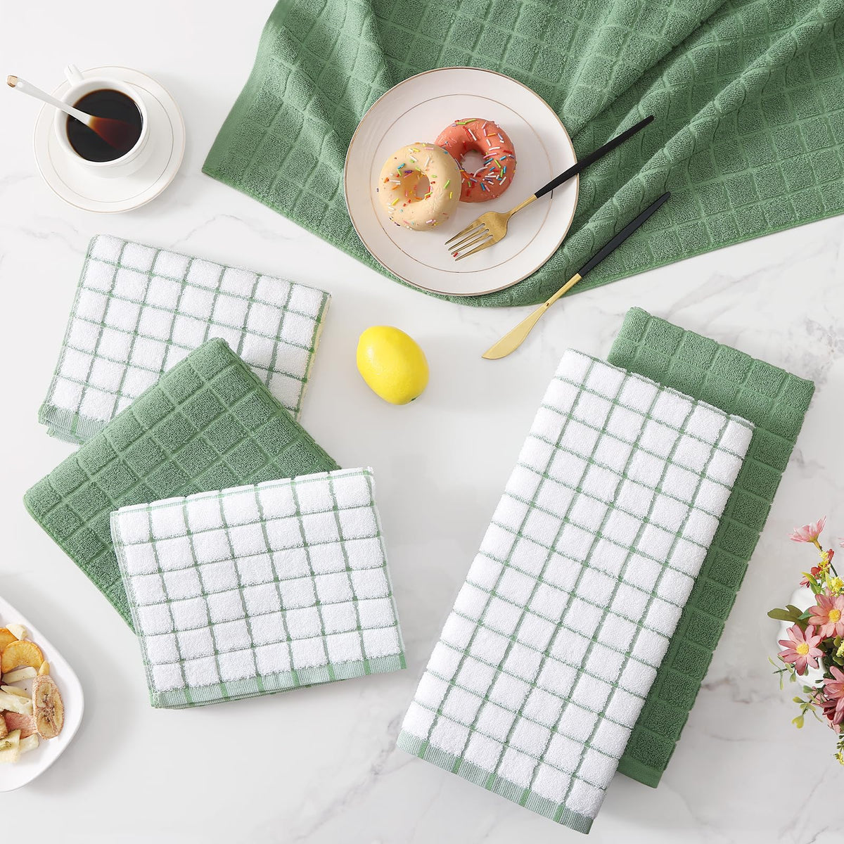 Large Premium Cotton Kitchen Towels 16"x 28" (6 Count)