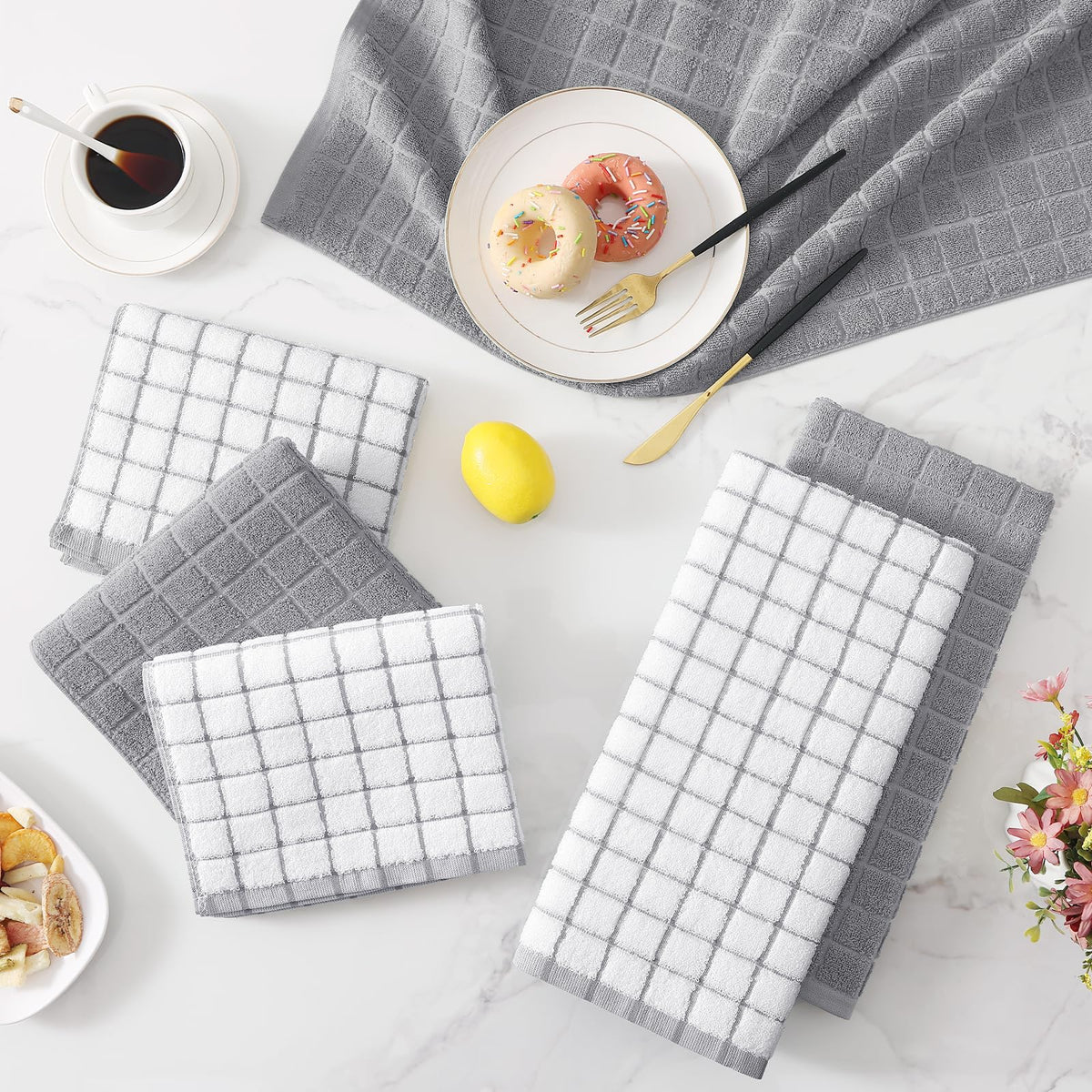 Large Premium Cotton Kitchen Towels 16"x 28" (4 Count)