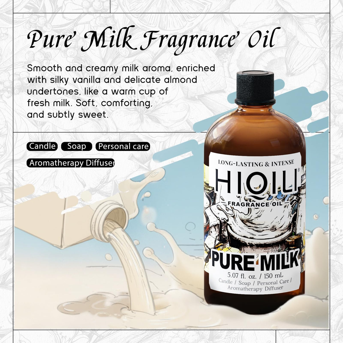 Pure Milk Fragrance Oil for Soap Making & Body Wash (5.07 Fl Oz)