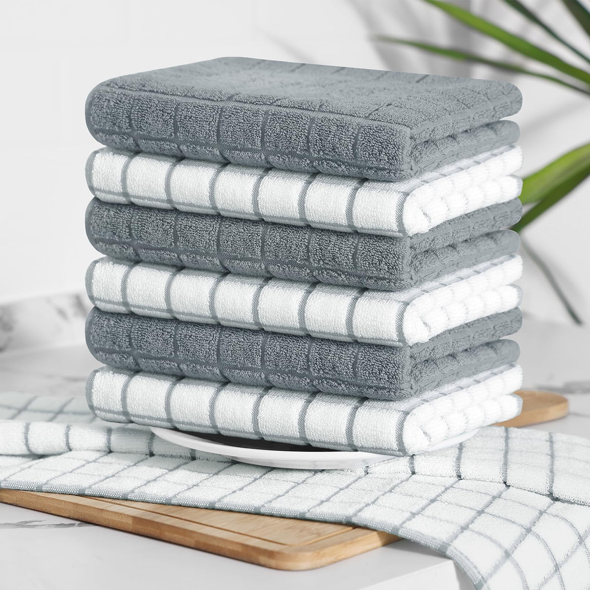 Large Premium Cotton Kitchen Towels 16"x 28" (12 Count)