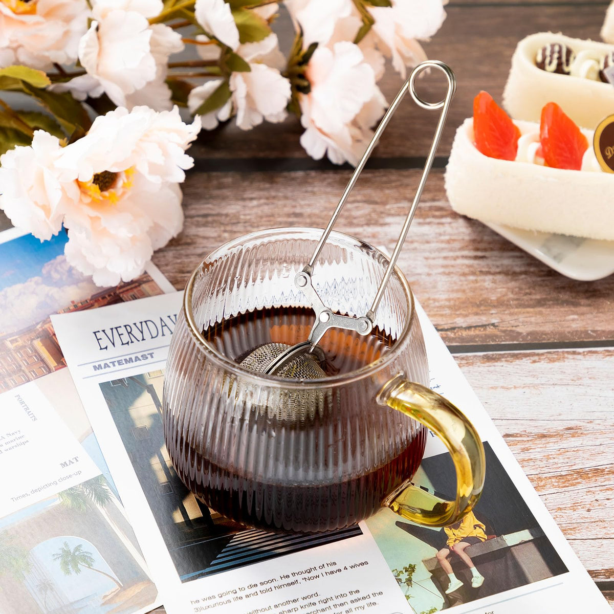 30 Pcs Loose Leaf Tea Infuser Stainless Steel Mesh Snap Tea Ball Strainers with Handle Metal (30 Count)