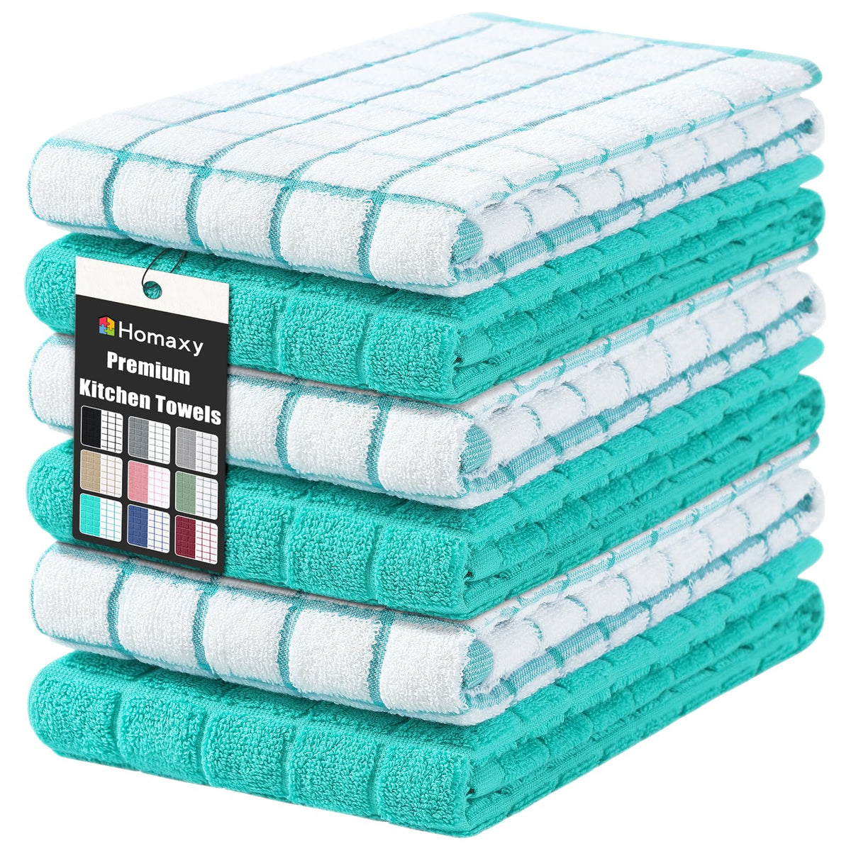 Large Premium Cotton Kitchen Towels 16"x 28" (6 Count)