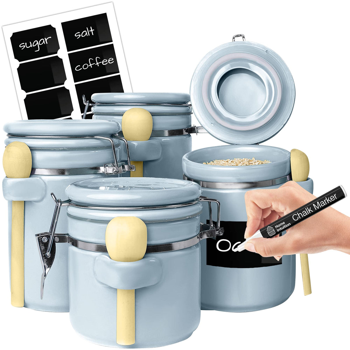 4 Piece Ceramic Kitchen Canisters Set (4 Count)