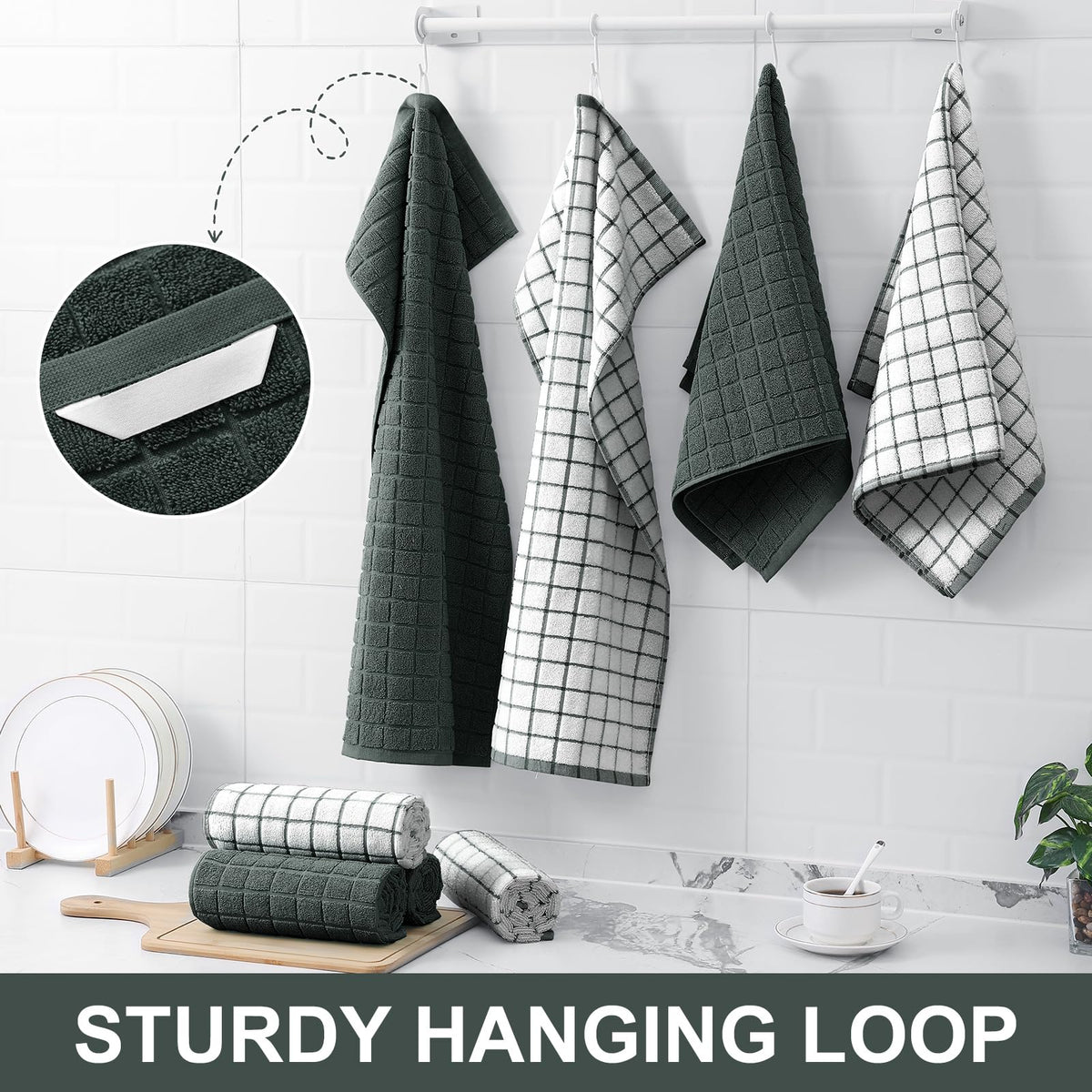 Large Premium Cotton Kitchen Towels 16"x 28" (8 Count)