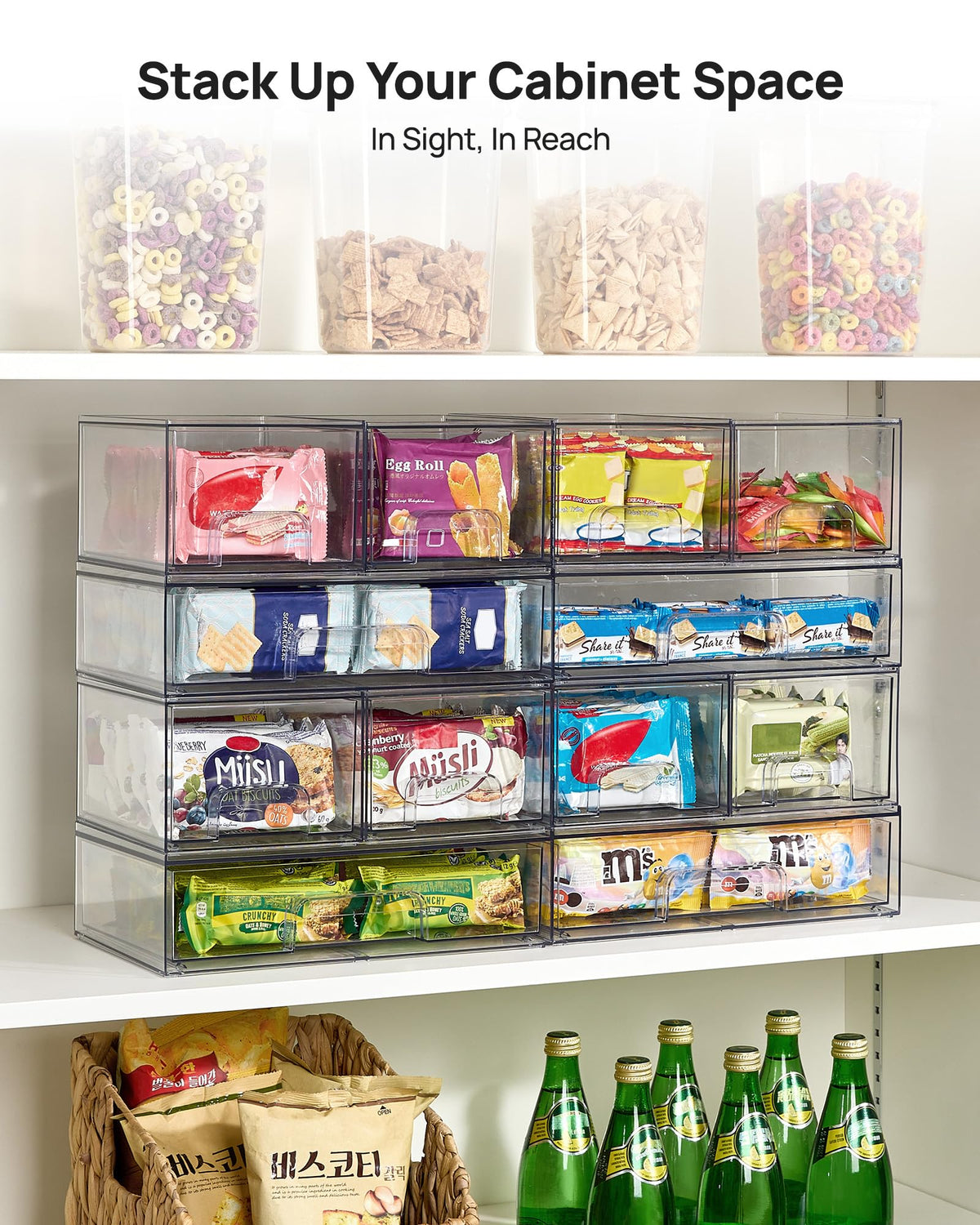 Clear Stackable Storage Drawers Set of 5 (3 Count)