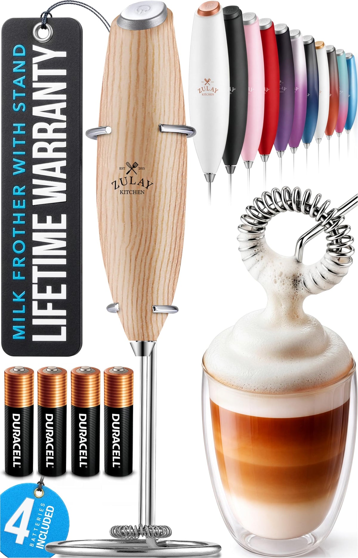 Powerful Milk Frother Wand With Duracell Batteries