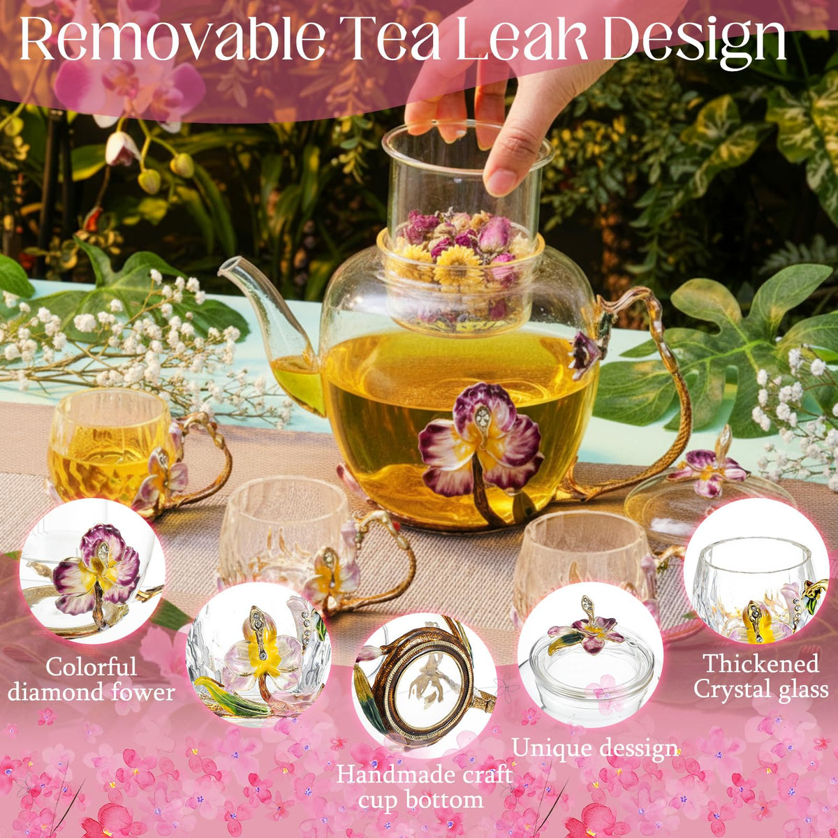Floral Glass Tea Set (7 Count)