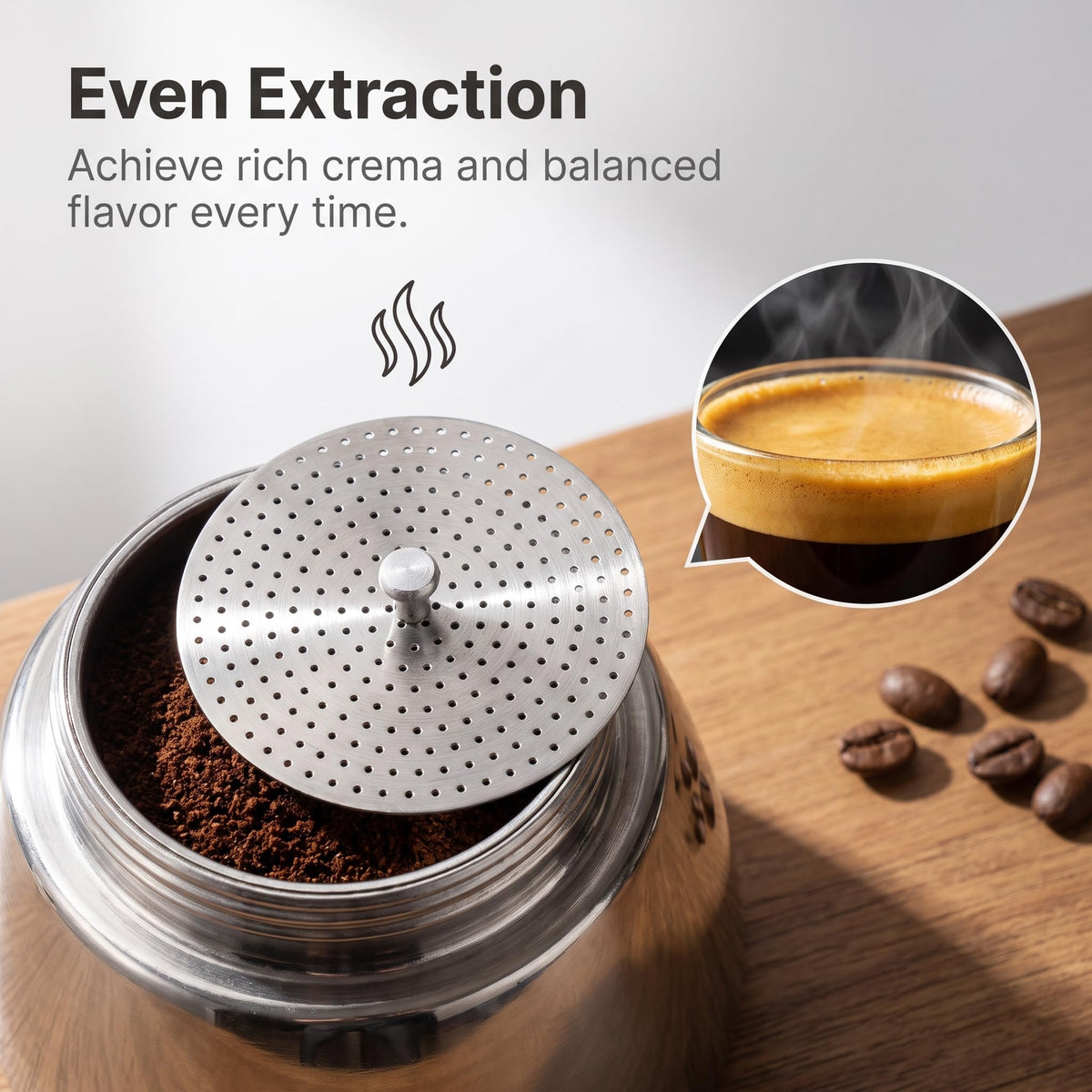2/4/6/9 Cups Moka Pot Filter Funnel For Espresso Coffee Makers, Stainless Steel Moka Pressed Powder Decrement, Moka Pot Funnel Insert, Home Coffee Brewing Accessory(9Cups)