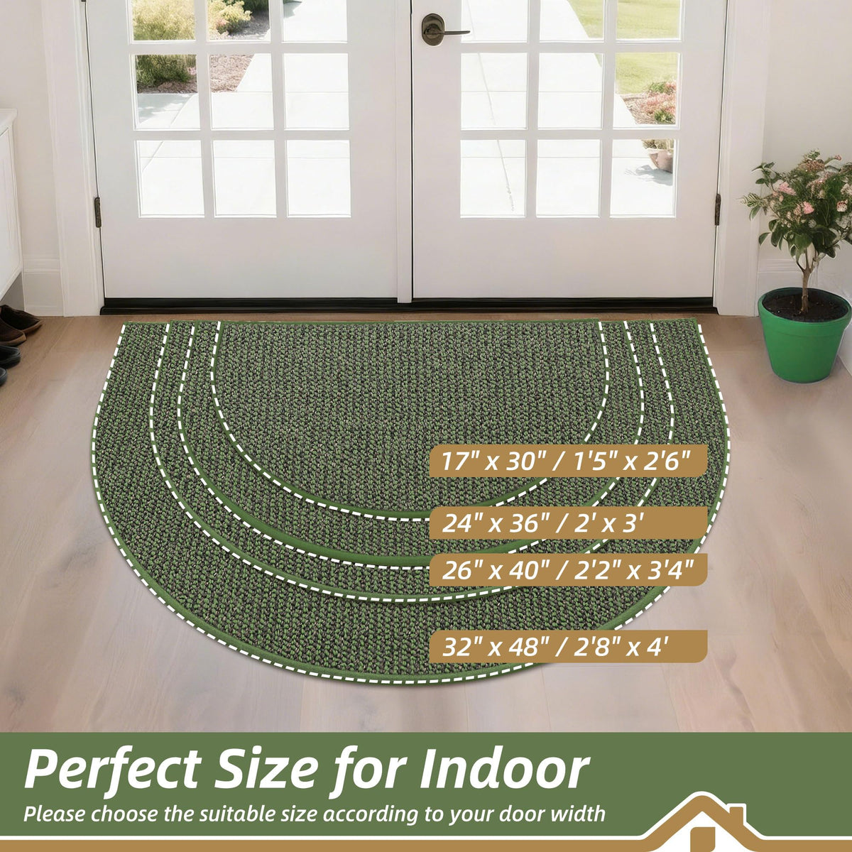 Dirt Trapper Door Mat 32" x 48" Half Circle Non Slip Rugs