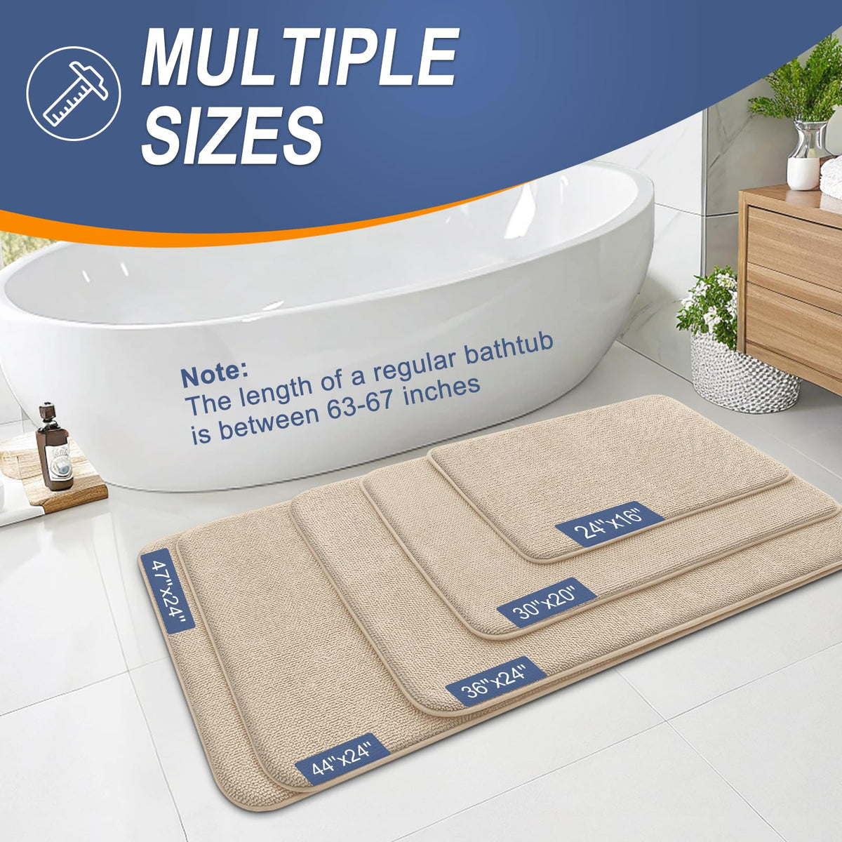 Memory Foam Bathroom Runner Rugs 59x24