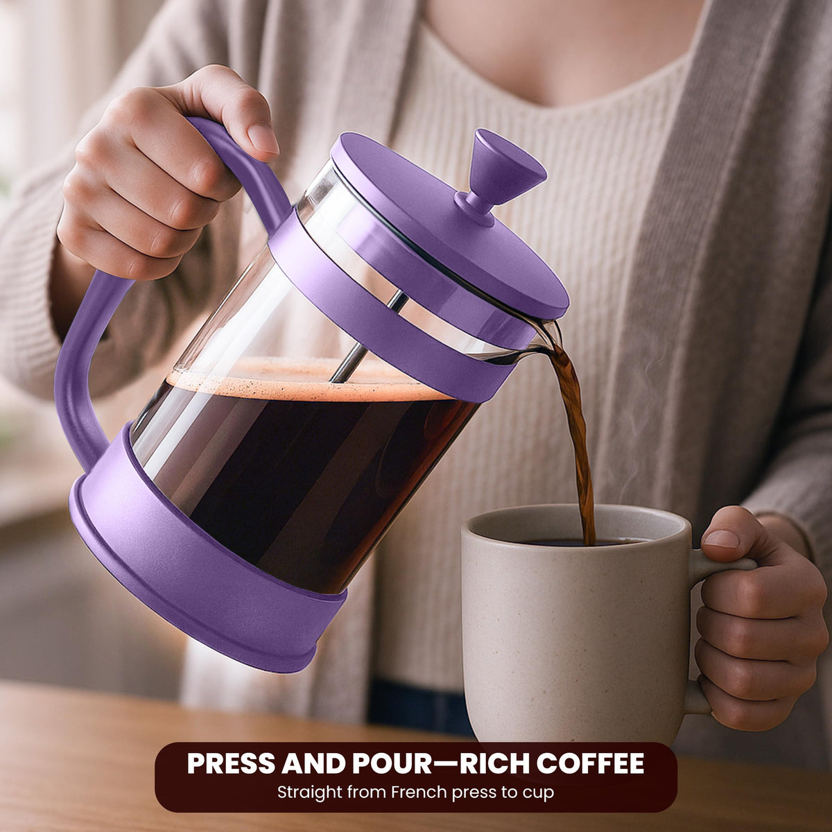 Borosilicate Glass French Press Coffee Maker 34 Oz