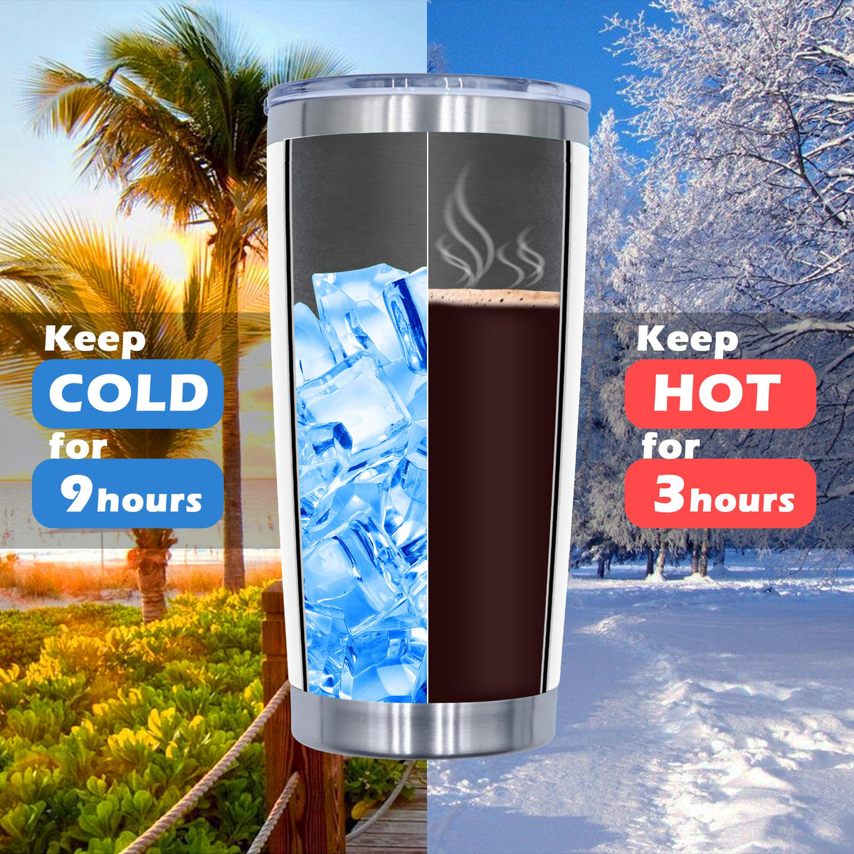 20oz Tumbler with Lid Stainless Steel Tumblers Insulated Mug White 6P (6 Count)