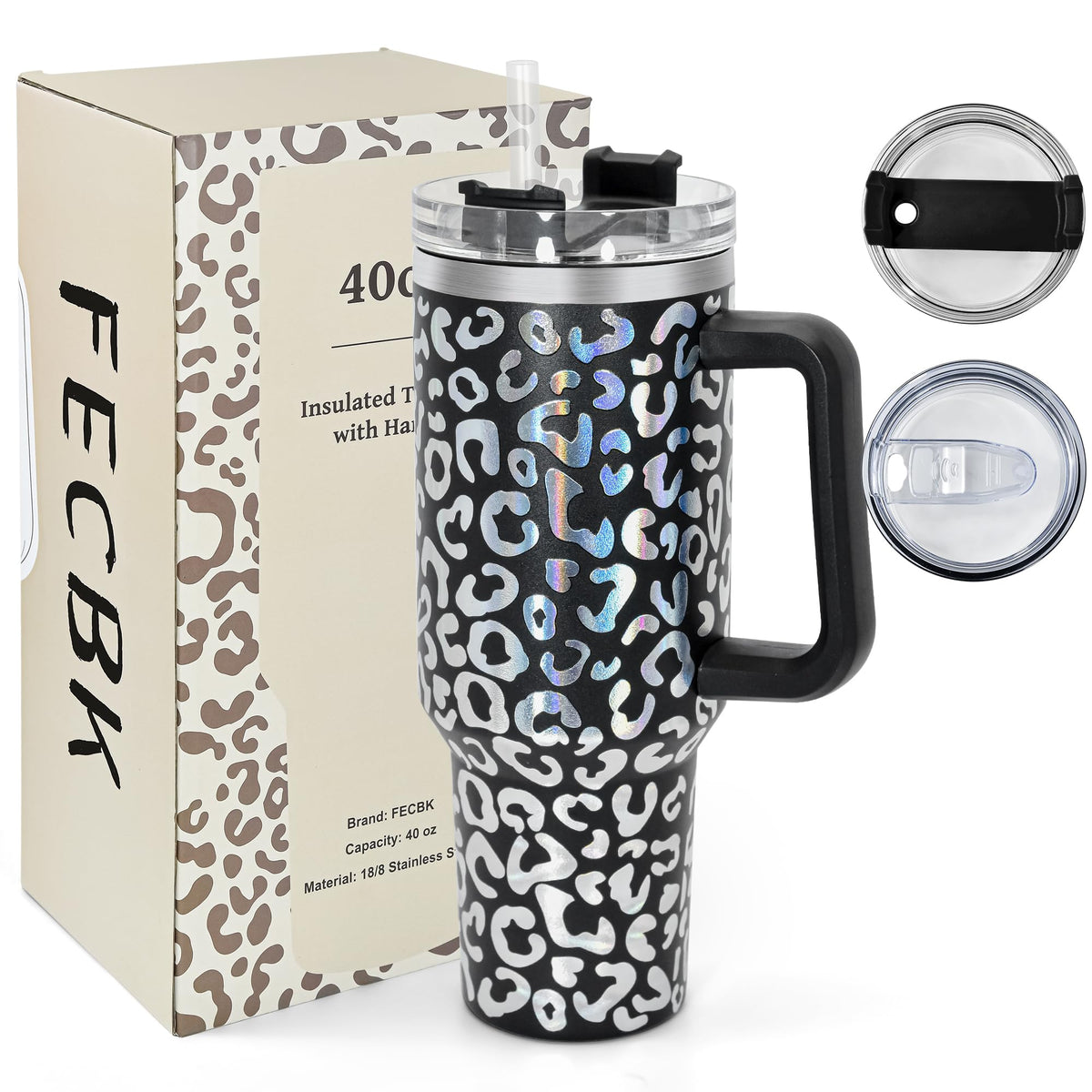 40 oz Tumbler with Handle and Straw