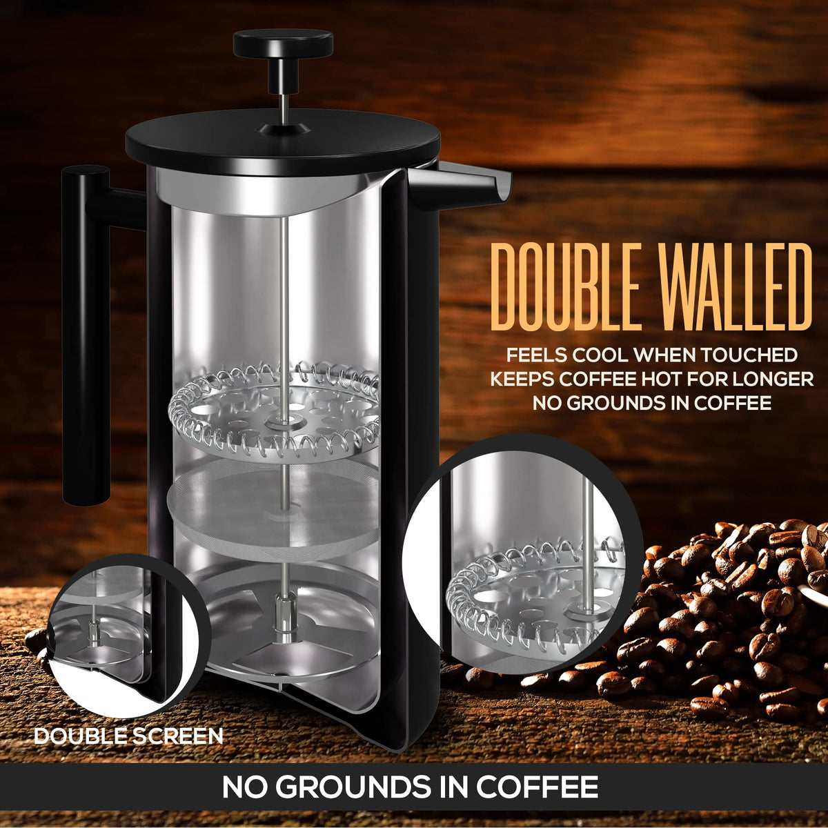 304 Grade Stainless Steel French Press 17 Oz