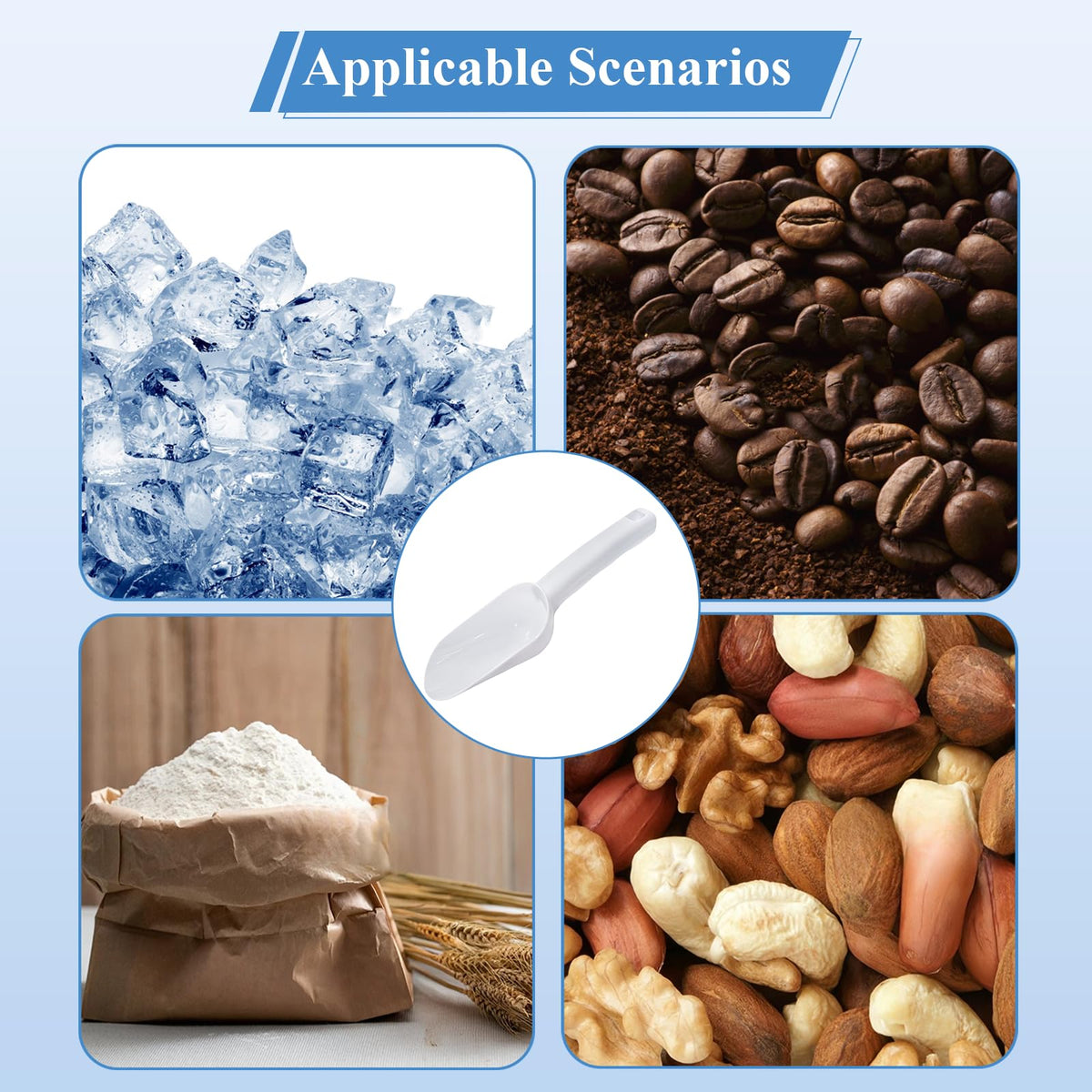 Plastic Ice Scoop with Holder for Freezer Kitchen Countertop Ice Maker