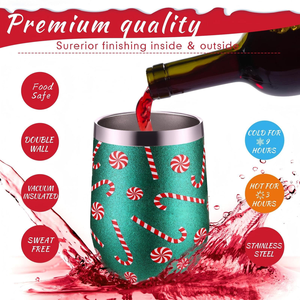 6 Pack Christmas Glitter Tumblers 12oz (6 Count)