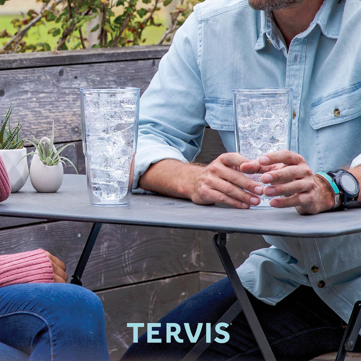 Clear & Colorful Tabletop Made in USA Double Walled Insulated Tumbler Travel Cup Keeps Drinks Cold & Hot