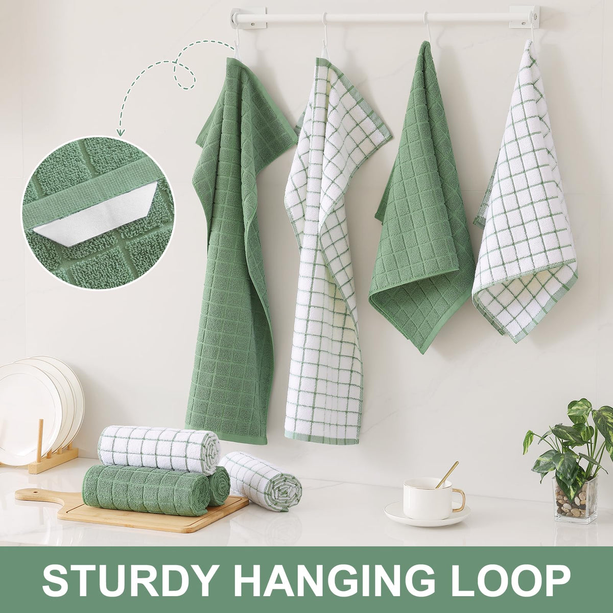 Large Premium Cotton Kitchen Towels 16"x 28" (6 Count)