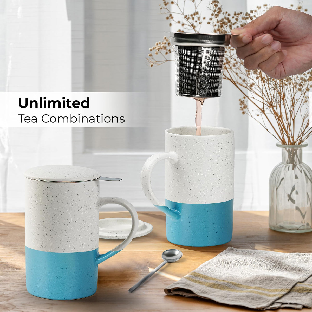 Tea Cups Set Tea Mug Set with Infuser Ceramic