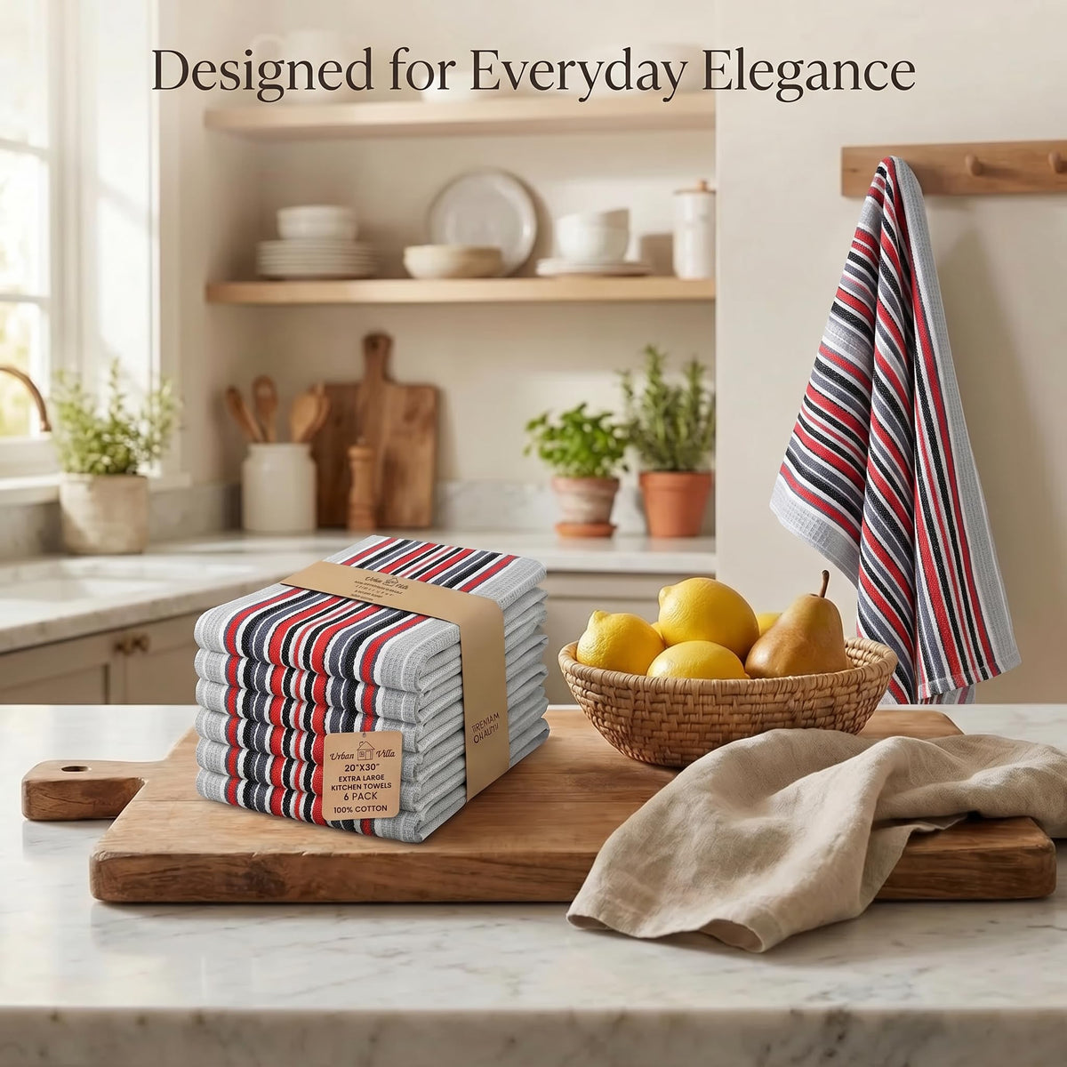Kitchen Towels Cotton Dish Towels 20”x30” (6 Count)