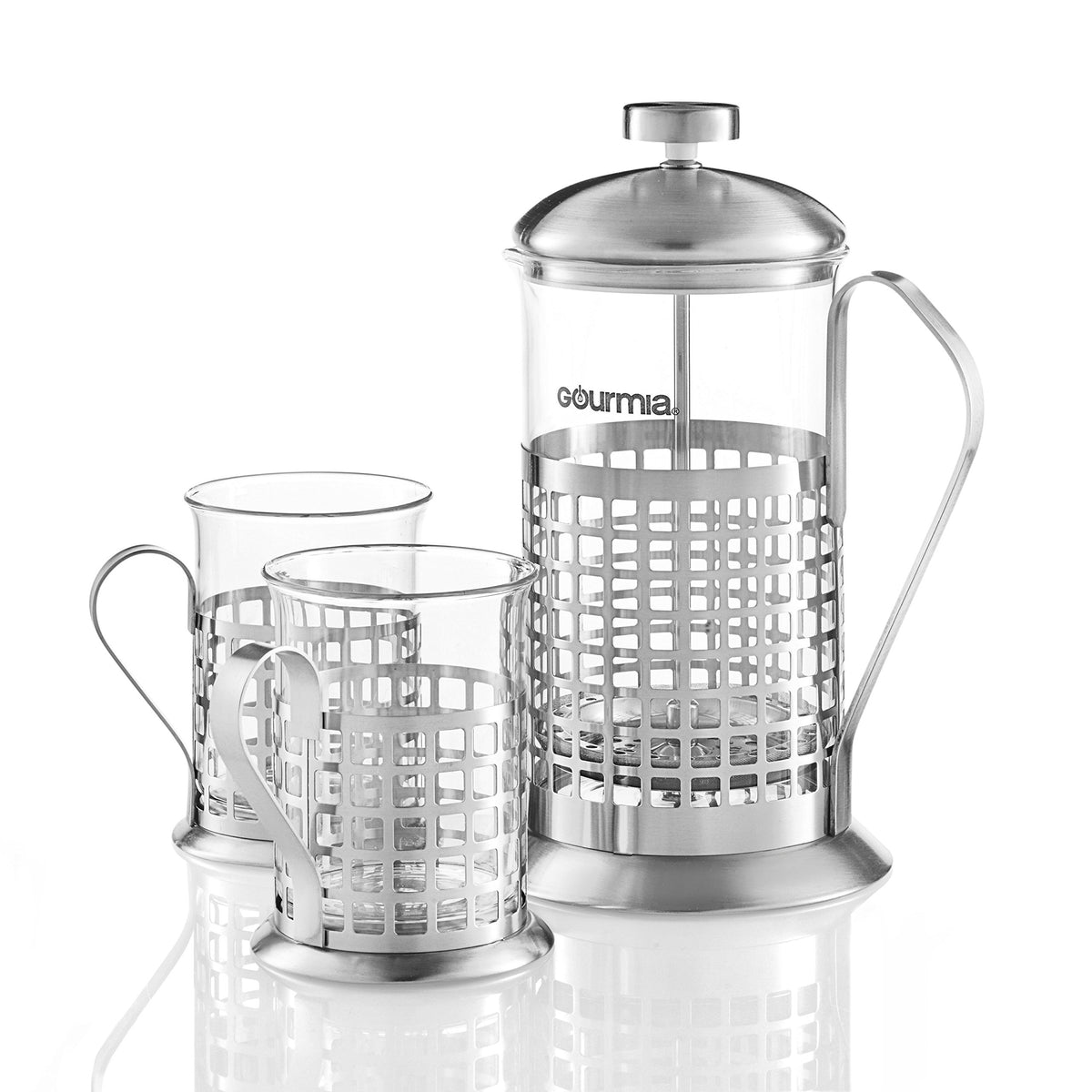 GCM9830 French Press Coffee Maker Set 600 ml French Press Coffee Brewer With 2 Matching Stainless Steel Drinking Cups
