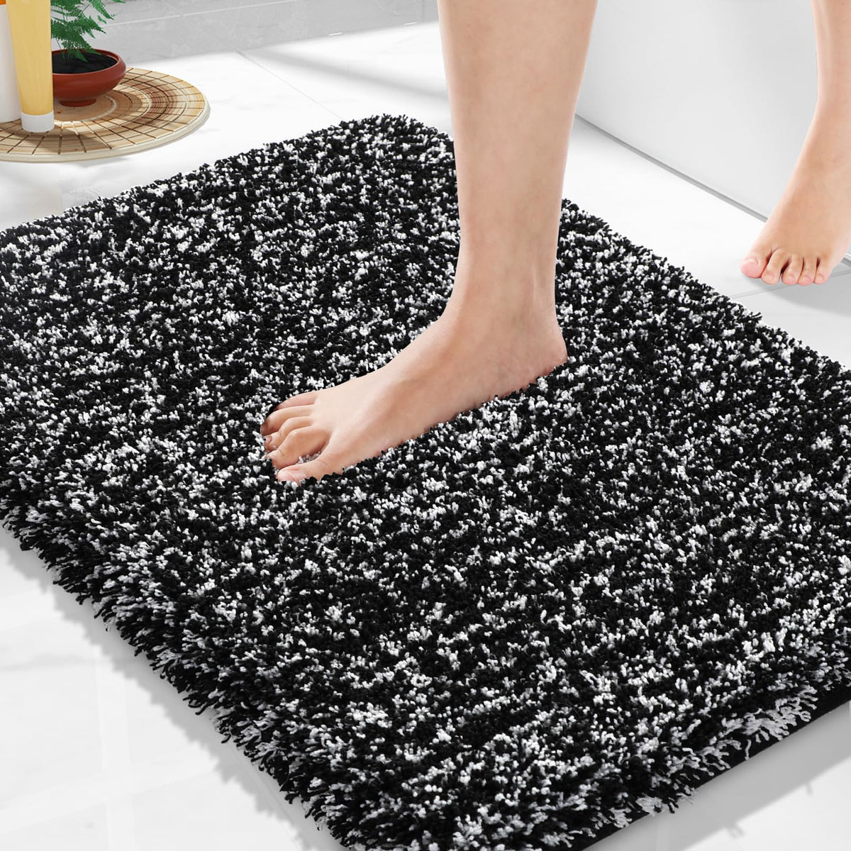 Black and White Bathroom Rugs Non Slip Washable