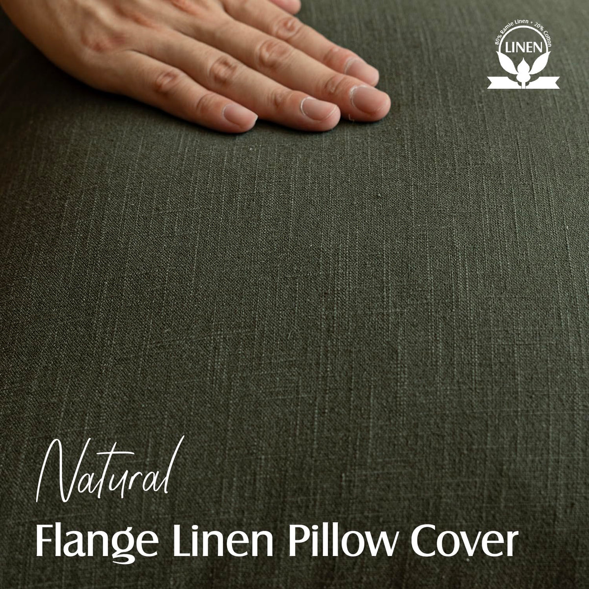 Pack of 2 Decorative Linen Solid Throw Pillow Covers Soft Accent Cushion Case Farmhouse Neutral Pillowcase for Chair Couch Sofa Bedroom Living Room Home Decor 24 x 24 Inch Dark Olive Green (2 Count)
