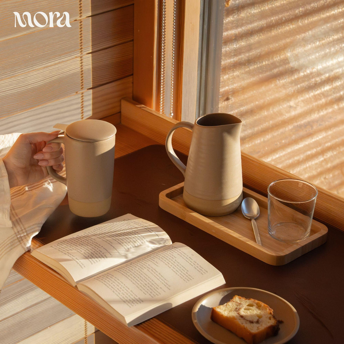 Mora Ceramics Large Tea Mug with Loose Leaf Infuser and Ceramic Lid