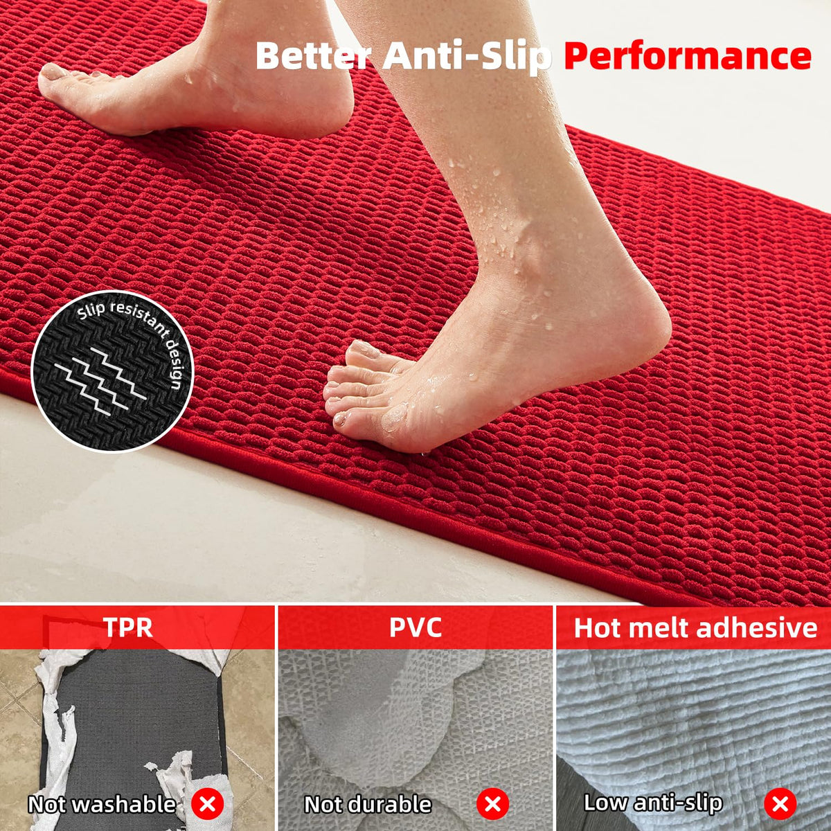 Christmas Bathroom Rugs Non Slip Washable
