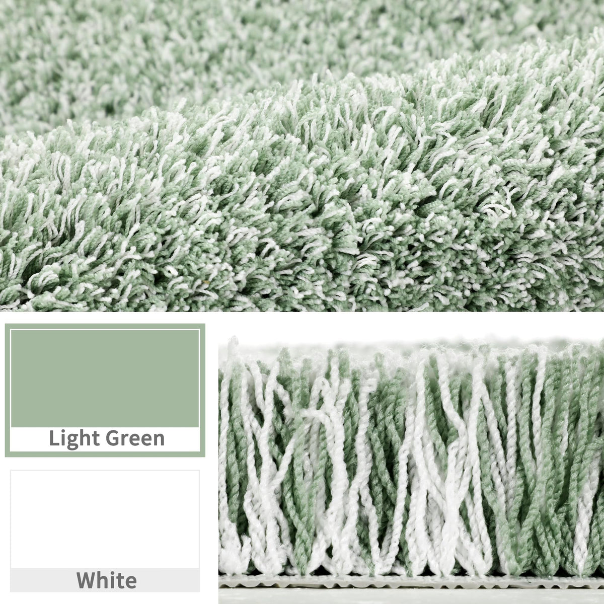Light Green and White Bath Rugs for Bathroom 32X20