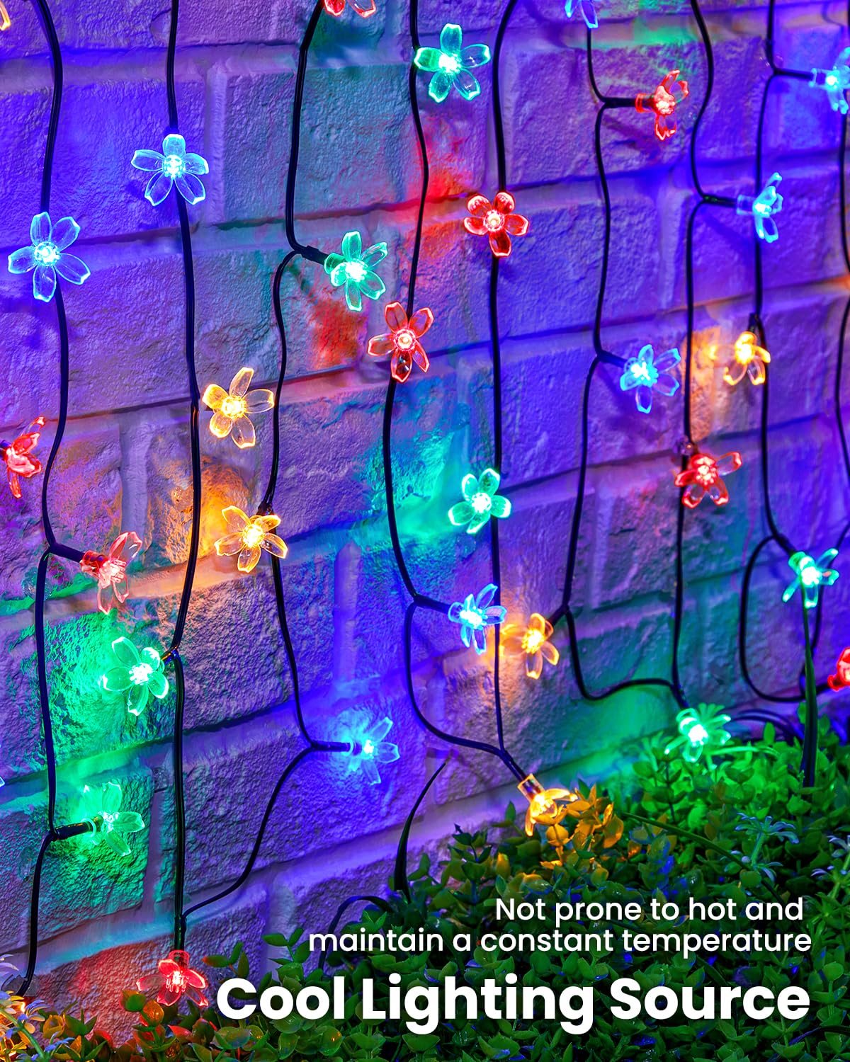 2 Pack Total 52FT 120 LED Flower Solar String Lights Outdoor Waterproof Fairy Lights for Garden Yard Fence Patio Christmas Tree Wedding Party Decor (120 Count)