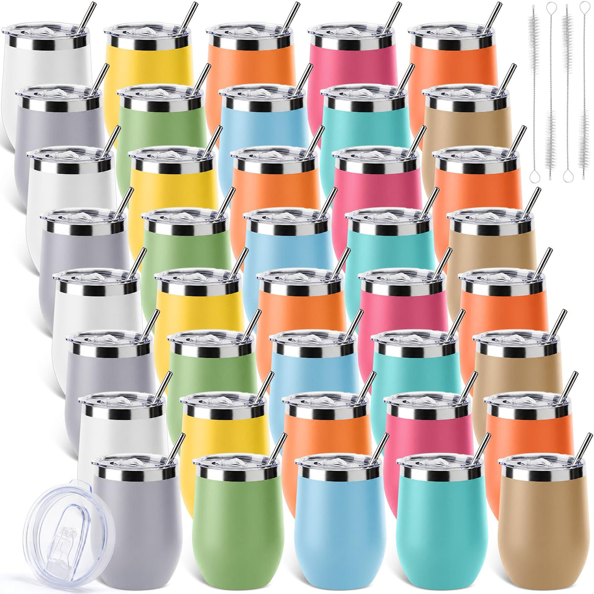 40 Pack Insulated Wine Tumblers Bulk 12oz (40 Count)