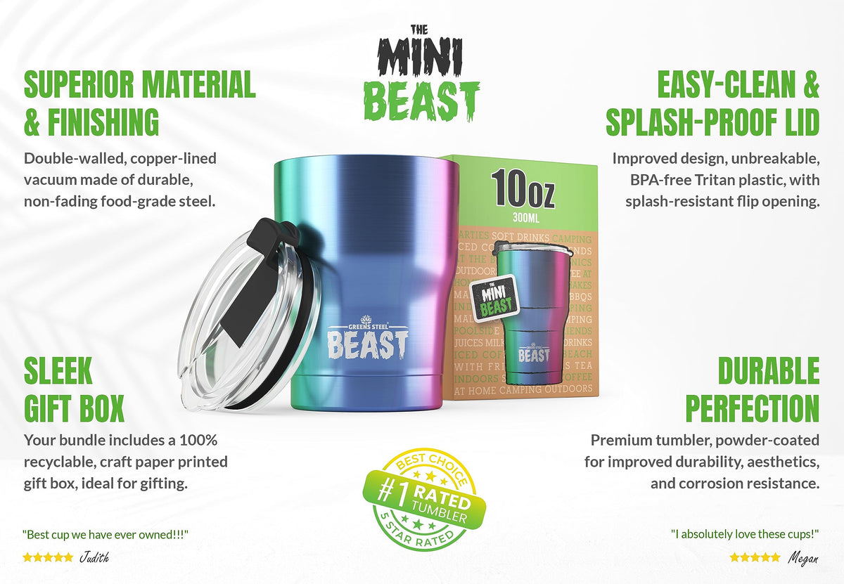 Beast 10 oz Tumbler Stainless Steel Vacuum Insulated Coffee Ice Cup Double Wall Travel Flask