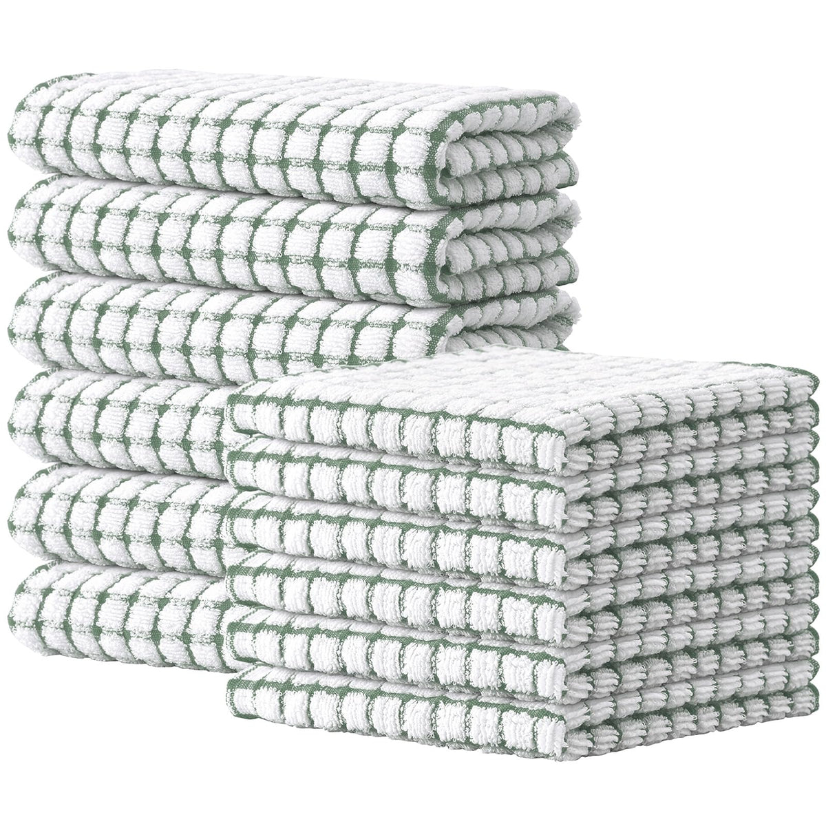 Cotton 12 Pack Kitchen Towels and Dishcloths Sets (12 Count)