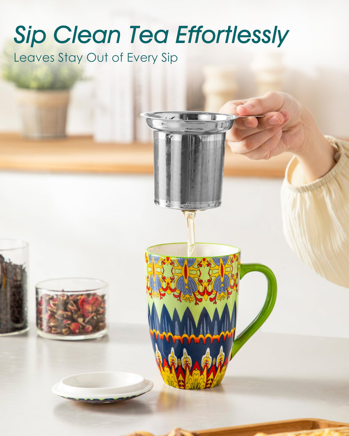 18 Oz Tea Infuser Mug with Lid