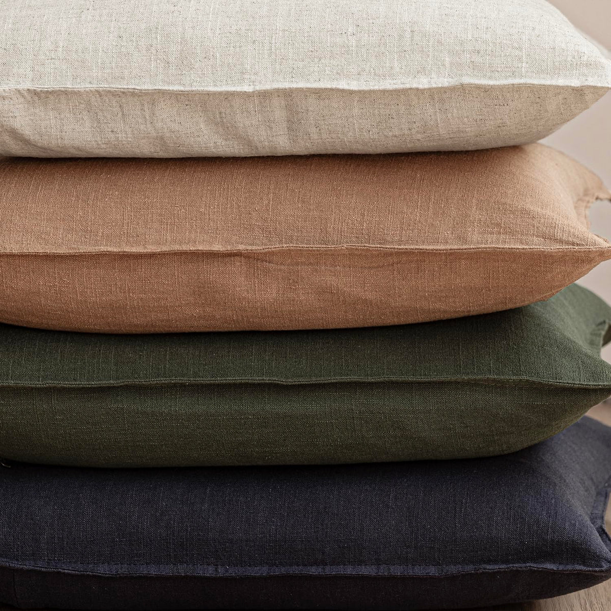 Pack of 2 Decorative Linen Solid Throw Pillow Covers Soft Accent Cushion Case Farmhouse Neutral Pillowcase for Chair Couch Sofa Bedroom Living Room Home Decor 16x16 Inch Olive Branch Green (2 Count)
