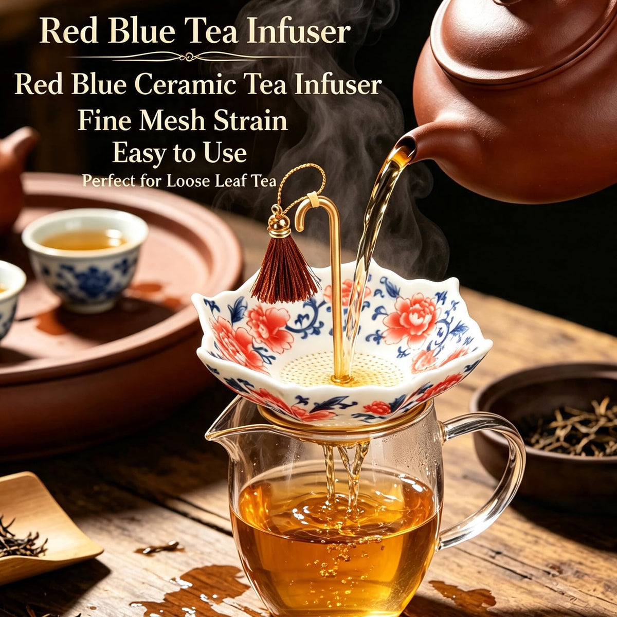 Blue and White Porcelain Umbrella Tea Infuser
