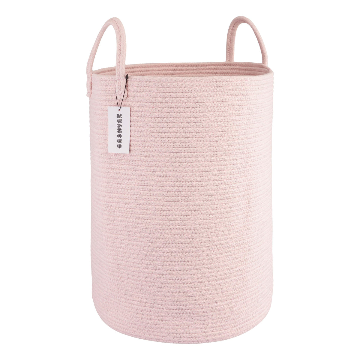 Cotton Rope Laundry Basket Hamper for Clothes Large Light Pink
