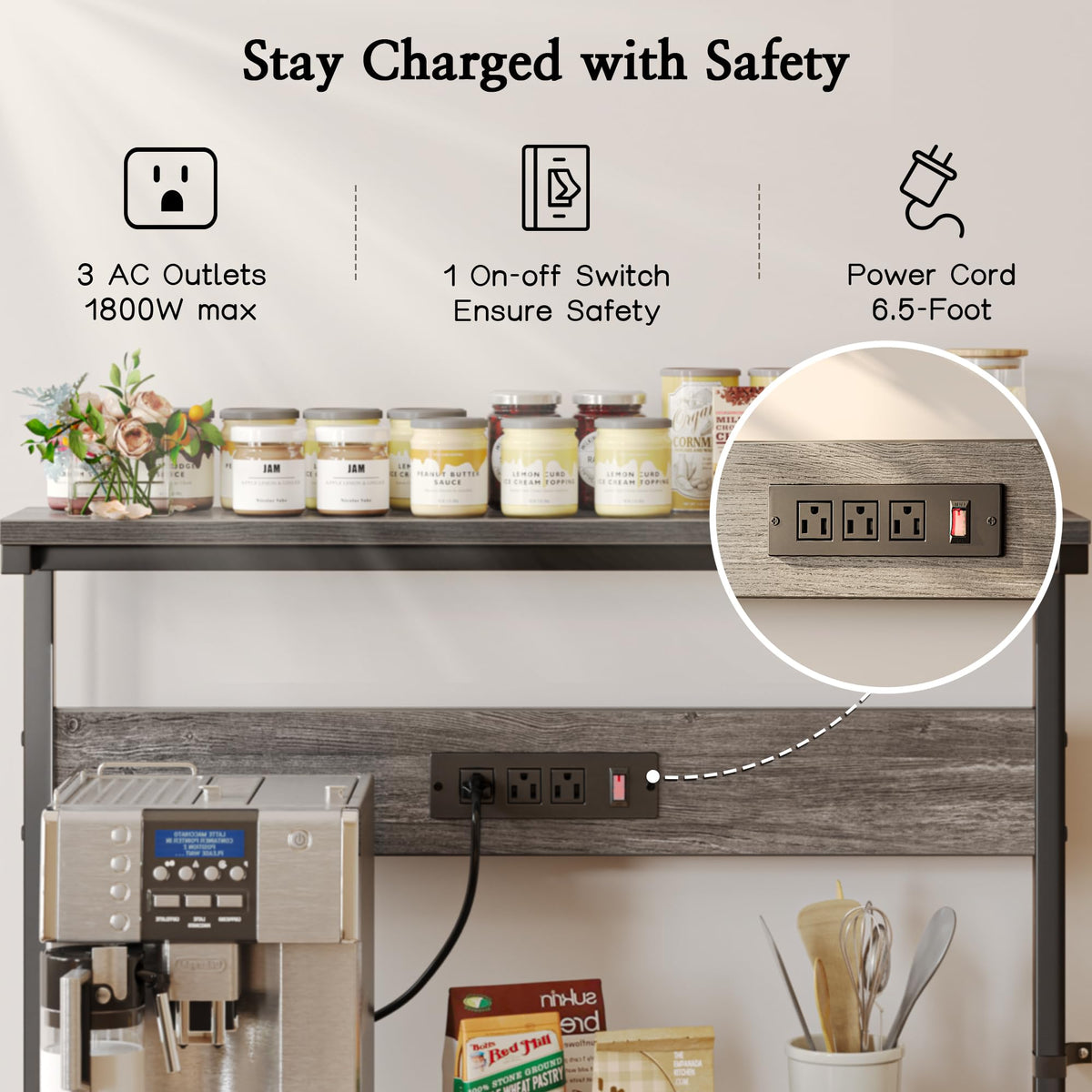 Bakers Rack with Power Outlets