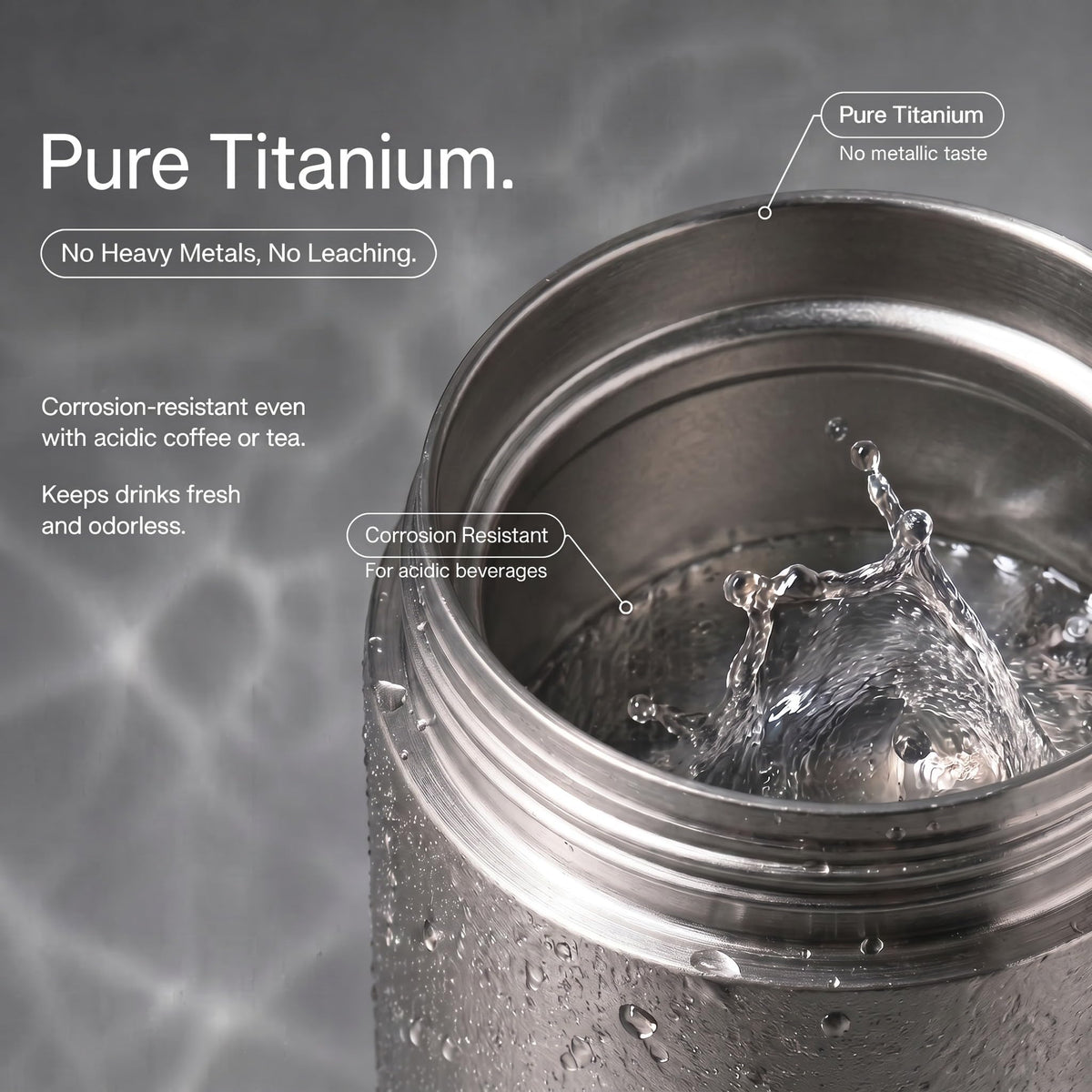 Pure Titanium Insulated Water Bottle 17 oz