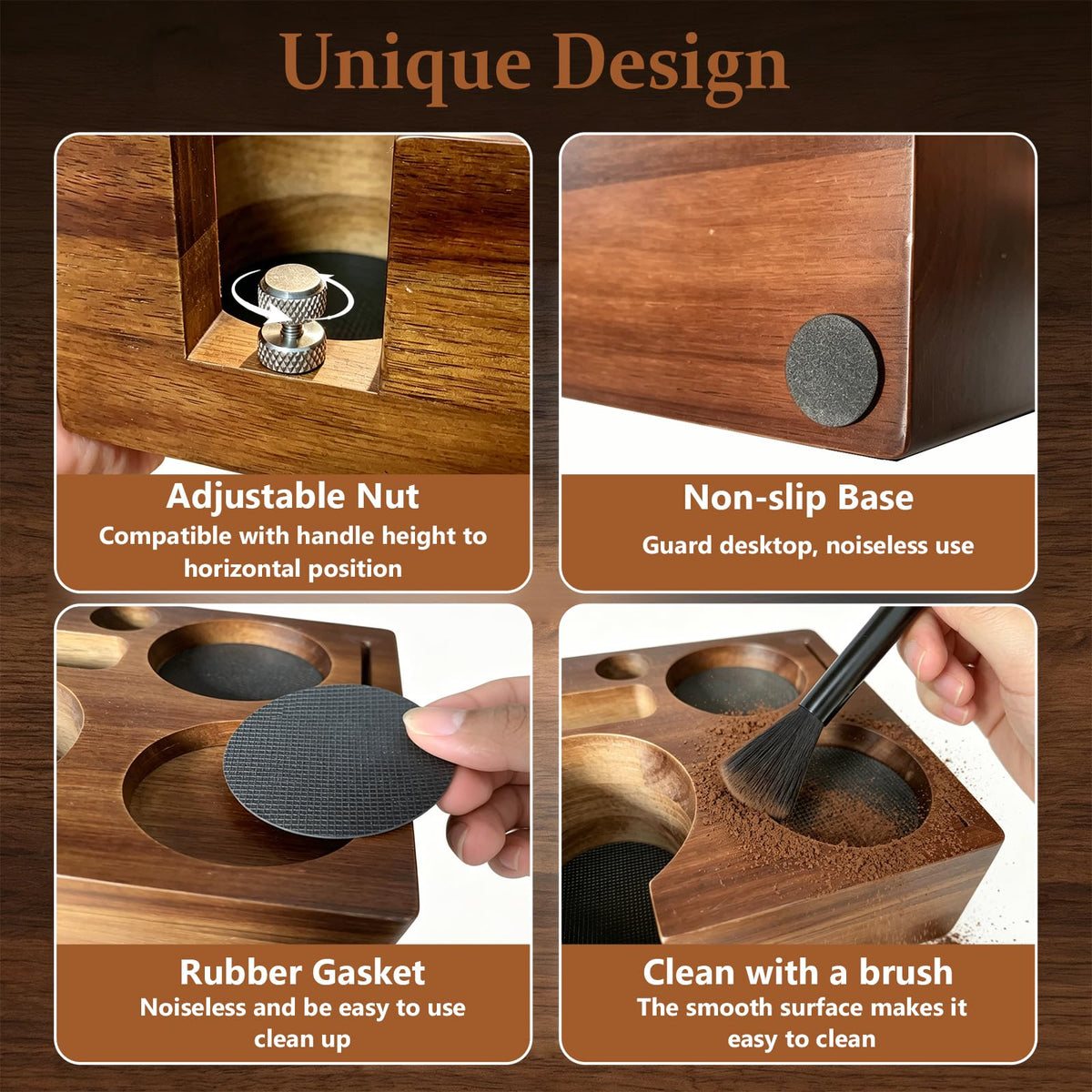9PCS 54mm Espresso Accessories Kit with Wood Tamping Station