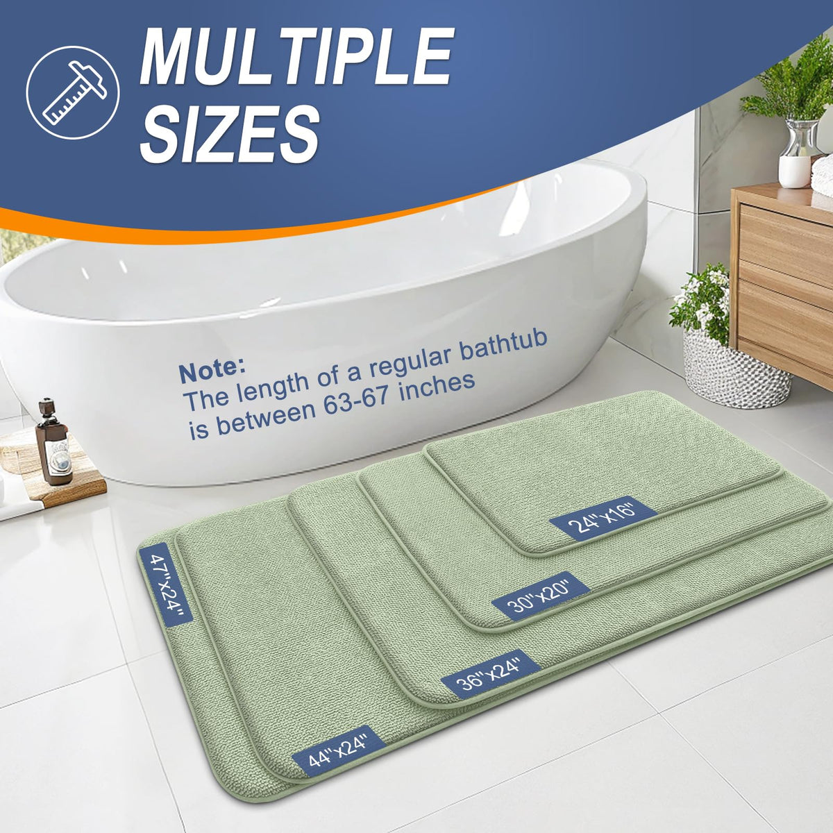 Thick Memory Foam Bathroom Rug 30x18