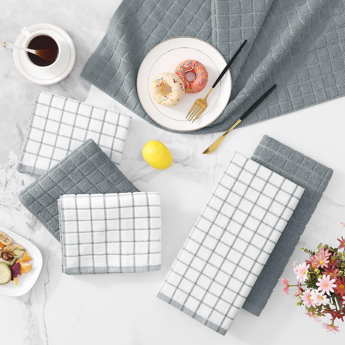 Large Premium Cotton Kitchen Towels 16"x 28" (12 Count)
