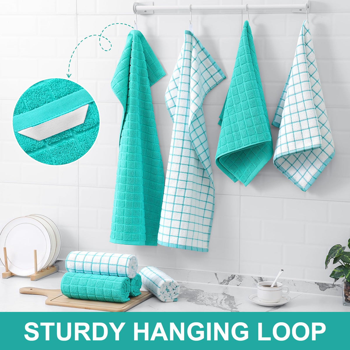 Large Premium Cotton Kitchen Towels 16"x 28" (6 Count)