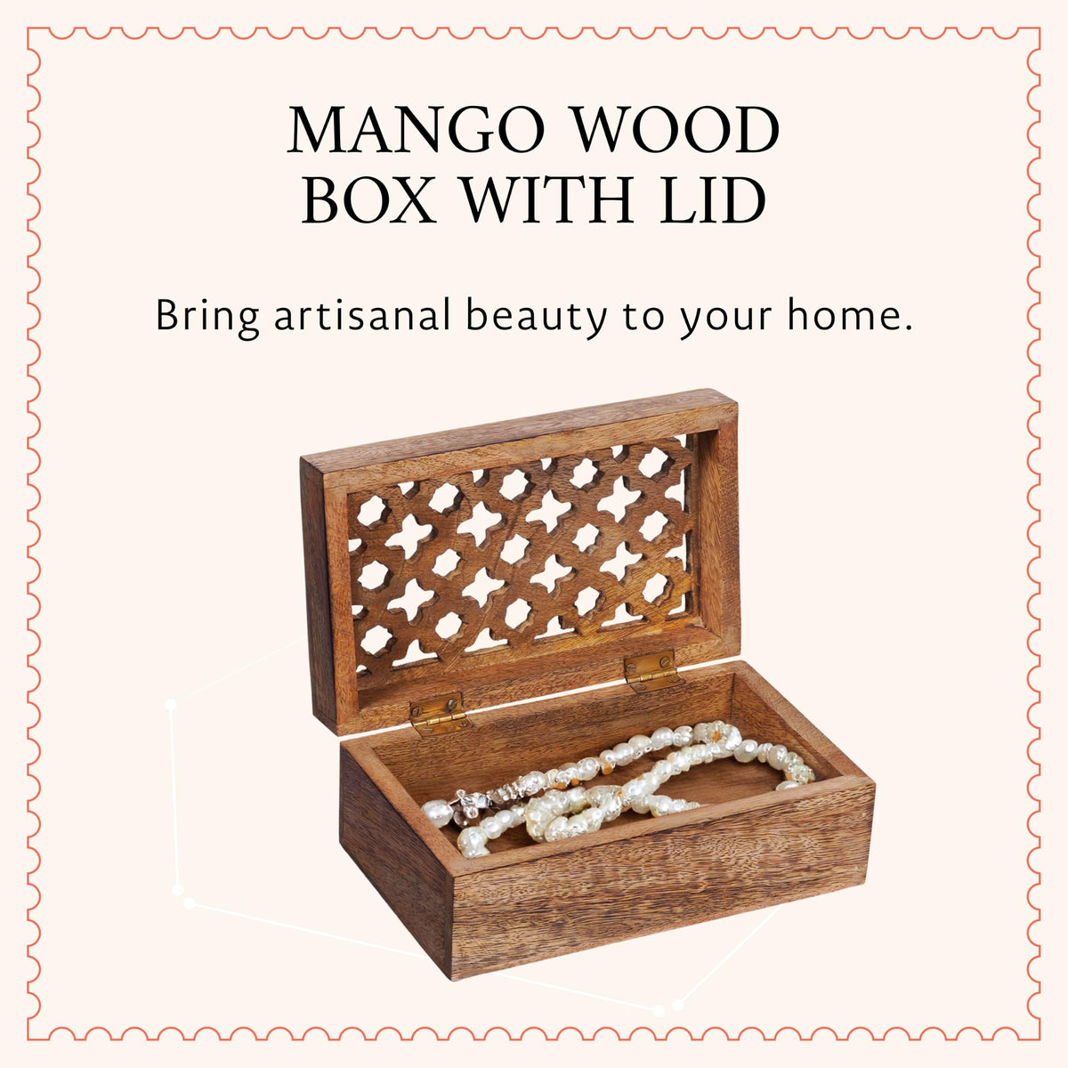 Trellis Mango Wood Storage Box