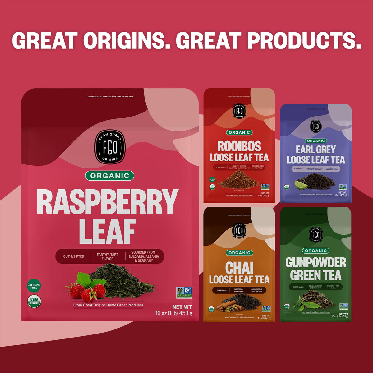 Organic Red Raspberry Loose Leaf Herbal Tea (16 Ounce)