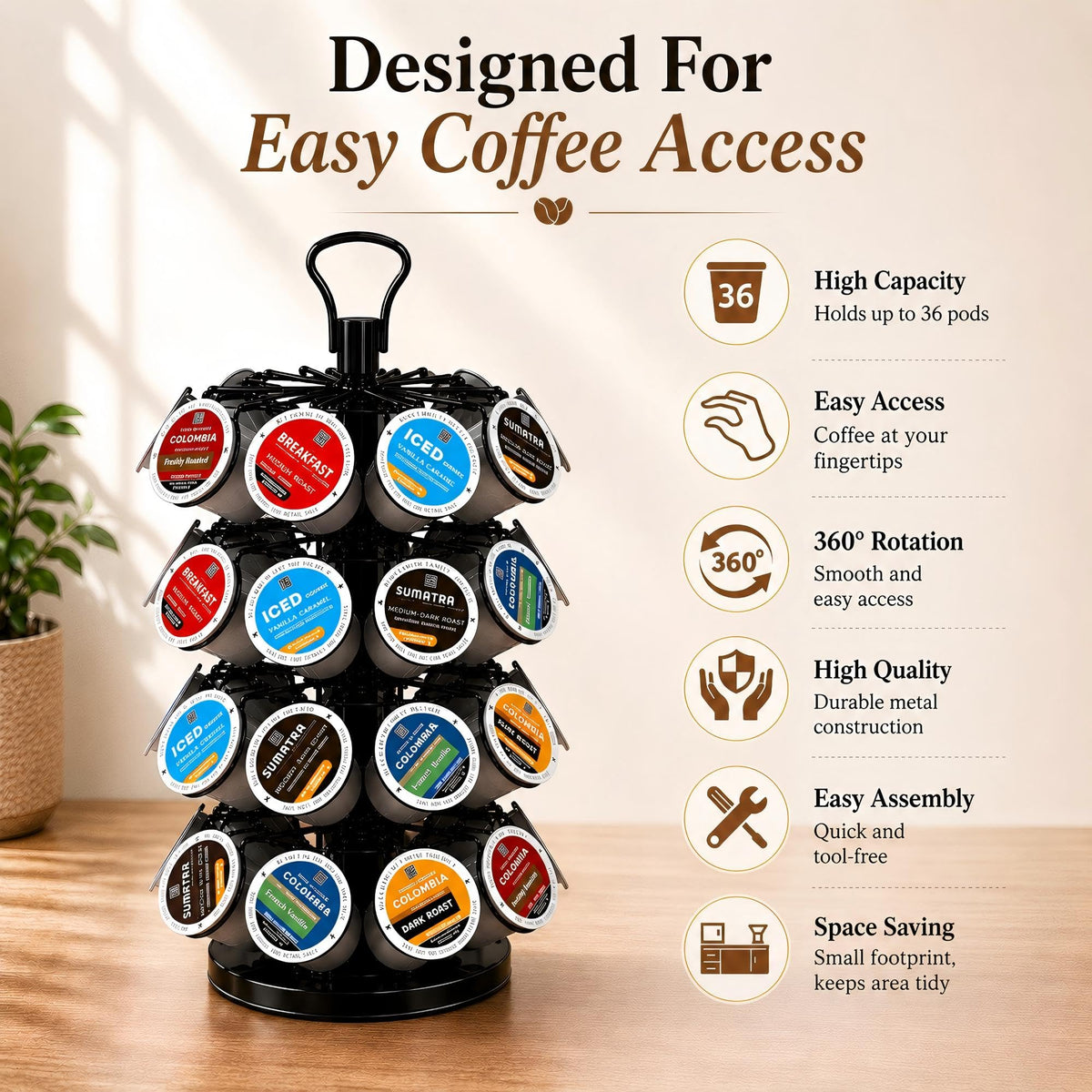 K Cup Holder Coffee Pod Holder Organizer for 36 Pods