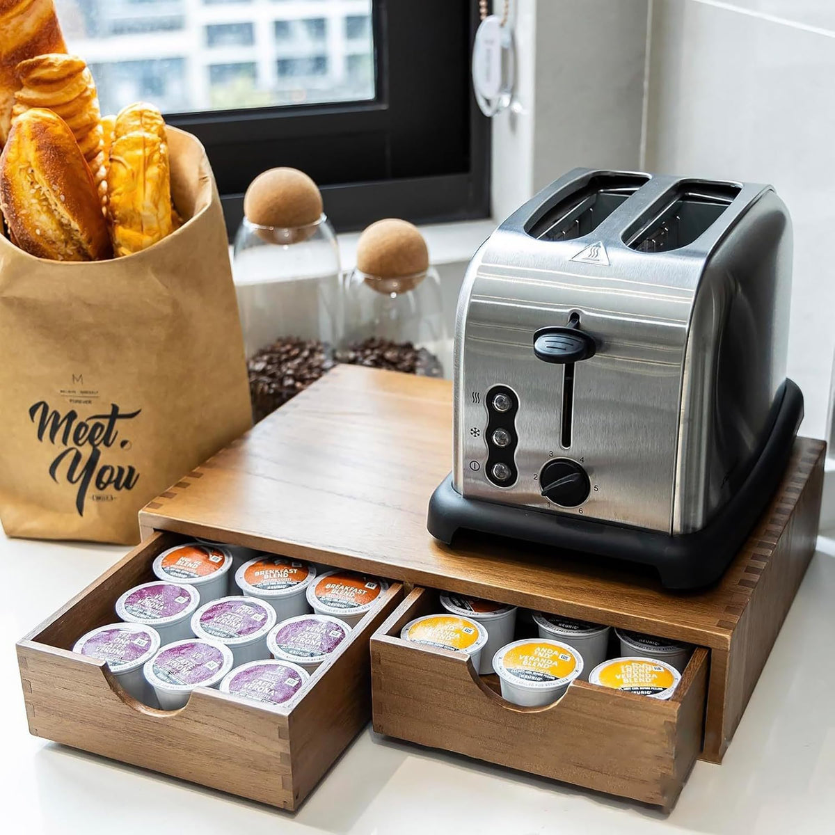 Wooden coffee capsule storage box