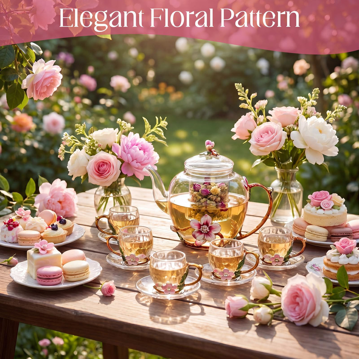 Floral Glass Tea Set (7 Count)